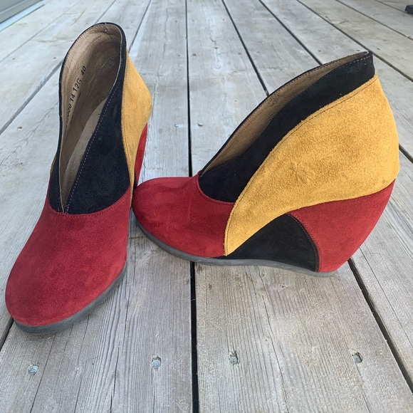 London Fly Colour Block wedge suede shoes - Picture 1 of 7